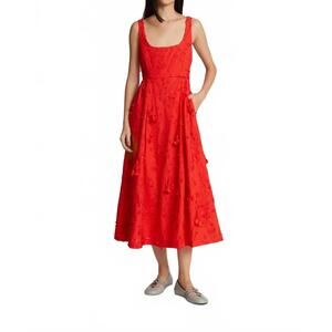 NEW MUNTHE fronia floral accent midi dress in red